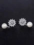 Elegant Snowflake Crystal & Pearl Drop Earrings