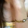 Dual-Tone Designer Bracelet with Mother of Pearl Accent
