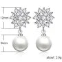 Elegant Snowflake Crystal & Pearl Drop Earrings