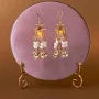 Antique Gold Temple-Style Dangle Earrings with Pearl Drops
