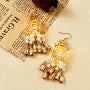 Antique Gold Temple-Style Dangle Earrings with Pearl Drops