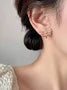 Dual-Star Gold Ear Cuff Earrings with Zircon Crystals