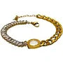 Dual-Tone Designer Bracelet with Mother of Pearl Accent