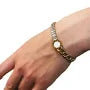 Dual-Tone Designer Bracelet with Mother of Pearl Accent
