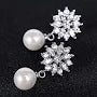 Elegant Snowflake Crystal & Pearl Drop Earrings